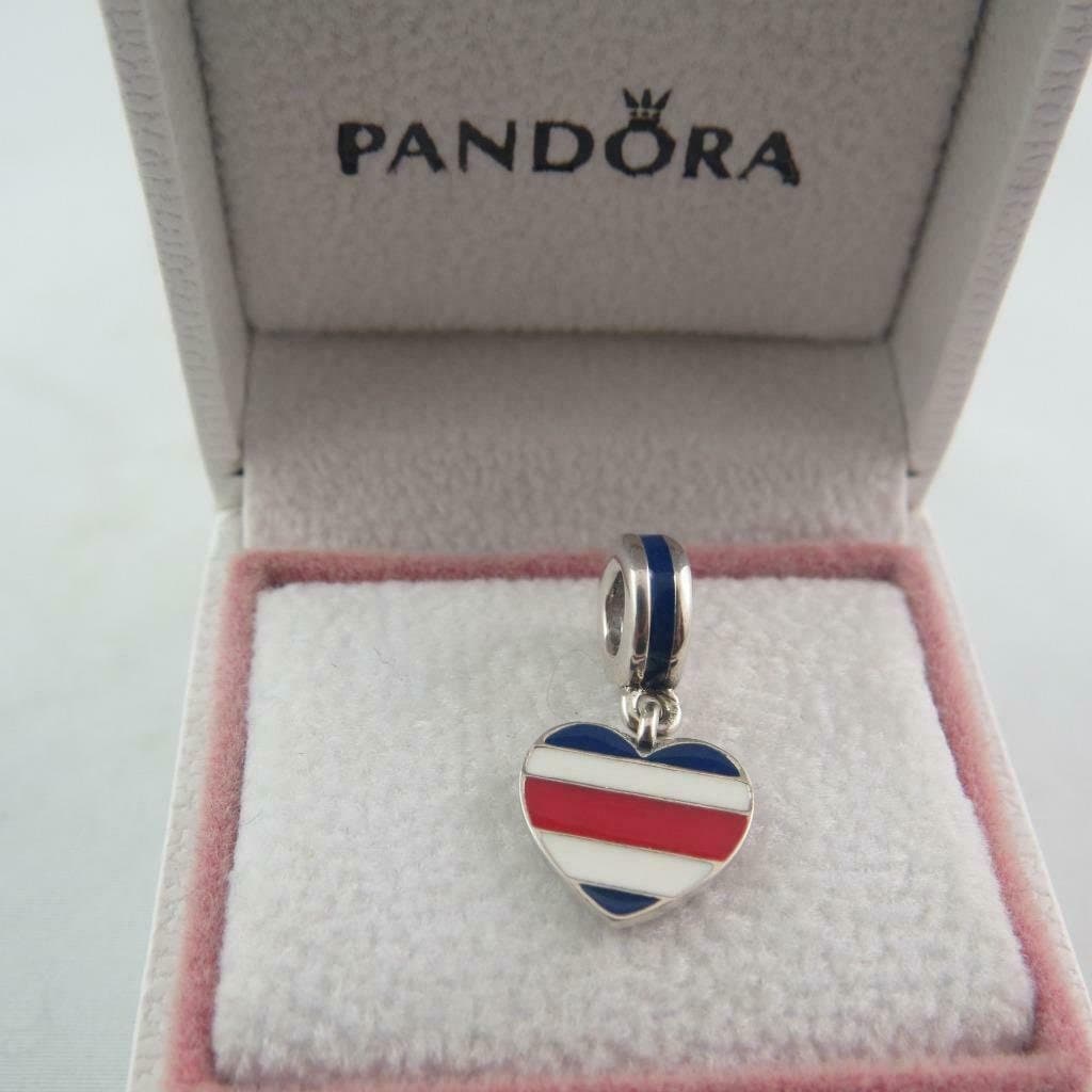 Pandora Costa Rica Charm Costa Rica Heart Flag Charm Travel Themed Charm Travel Charm Gifts for Her European Bracelet Charm (T49)