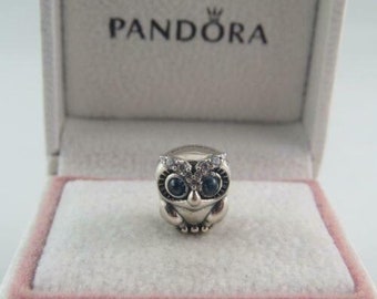 Pandora Owl Charm Sparkling Owl Charm Gifts for Her Birthday Gift  Anniversary Gift Christmas Gift Holiday Gift European Bracelet Charm (A4)