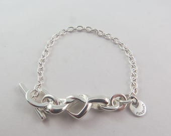 Knotted Heart T-bar Bracelet 18cm 7.1