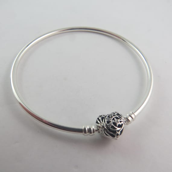 Authentic Pandora Celestial Heart Clasp Bangle Bracelet 19cm 7.5