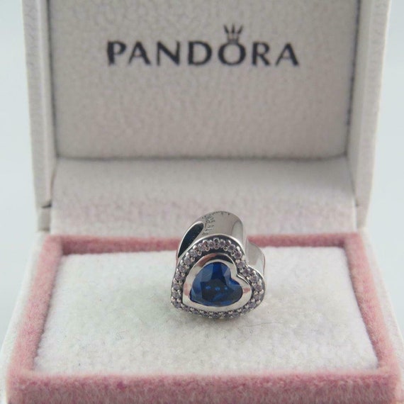 Authentic Pandora Blue Sparkling Love Heart Charm – Sterling
