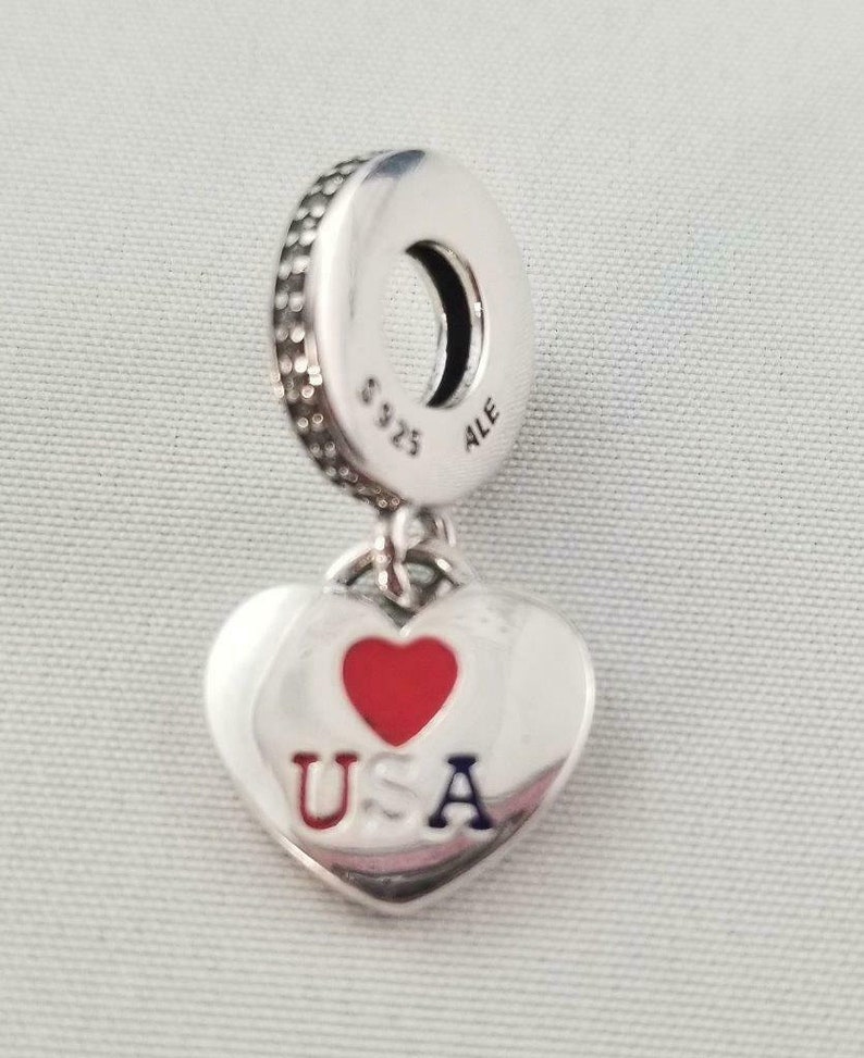 Pandora Exclusive Love USA Flag Heart Dangle Charm | Etsy