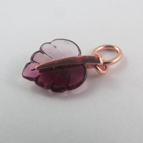 Pink Murano Glass Leaf Pendant Charm 