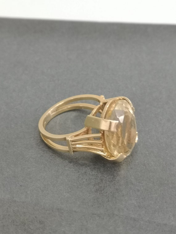 Retro Solid 18k Gold Citrine Retro Ring
