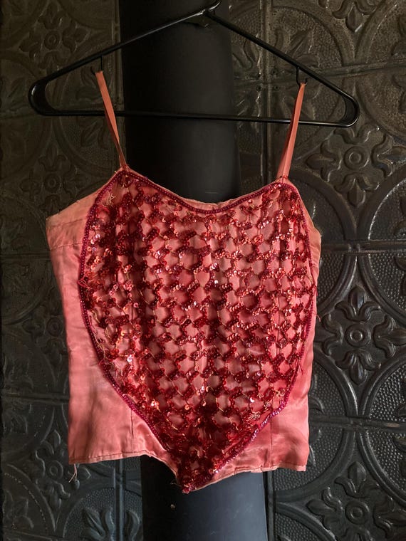 Vintage Burlesque 1950's Handmade Sweetheart Top - image 1