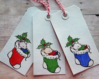 Christmas Gift Tag,Watercolor Tag,Mouse Gift Tag,Cute Mouse Tag,Gift Tag,Christmas Favor Tag,Christmas Party Tag,Christmas Mouse Tag