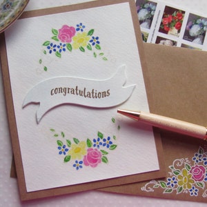 Watercolor Congratulations  Floral Congratulations  Congratulations Card  Floral Watercolor  Handmade Card  Congratulations for Her
