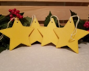 Set of 2 Yellow Stars Glass Fused Christmas Ornament