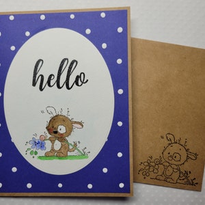 Card for Friend Hello Card Cute Puppy Card Puppy and Flower Card Thinking of You Card Handcrafted Card Watercolor Card Puppy and Snail Card