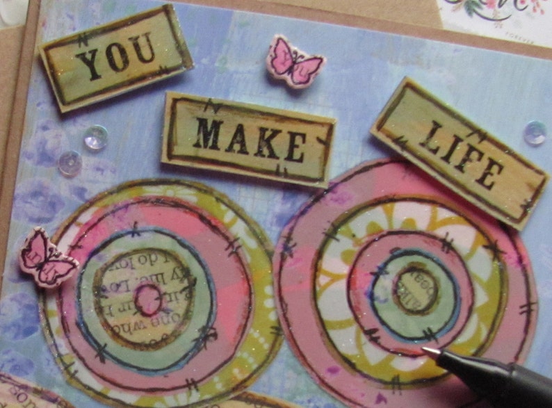 Beautiful Life Card Handmade for You Beautiful You Card You Make Life Handcrafted Card Floral Collage Card Thinking of You Card