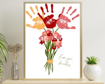 Ramo de flores con huellas de manos "Te quiero mucho" (Descarga en PDF)