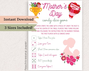 Juego de dados con dulces para el Día de la Madre, actividad para fiestas familiares (descarga en PDF)