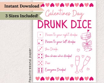 Juego de dados borracho para Galentines: actividad imprimible (PDF) - Juego para beber