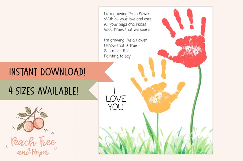 Mother's Day Handprint Poem Art | Kids Flower Keepsake (digital ...