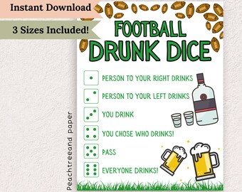 Dados de fútbol borrachos – Actividad imprimible para fiestas (PDF) - Fiesta en el portón trasero - Juego para beber