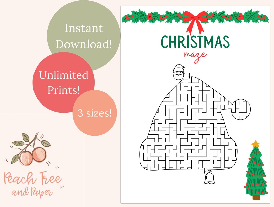 Christmas Maze Printable | Holiday Kids Activity (instant Download) - Etsy