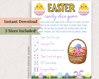 Juego de dados de dulces de Pascua: actividad divertida para toda la familia (descarga instantánea)