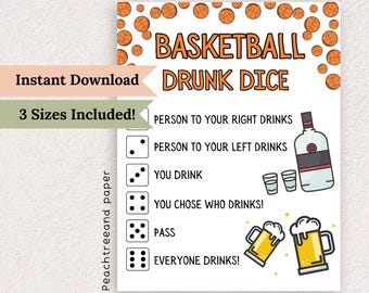 Dados de baloncesto borrachos – Actividad imprimible para fiestas (PDF) - Fiesta en el portón trasero - Juego para beber