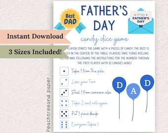 Juego de dados con dulces para el Día del Padre, actividad para fiestas familiares (descarga en PDF)