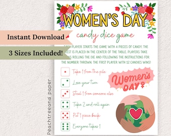 Juego de dados de caramelos para el Día de la Mujer: actividad imprimible para el aula (PDF)