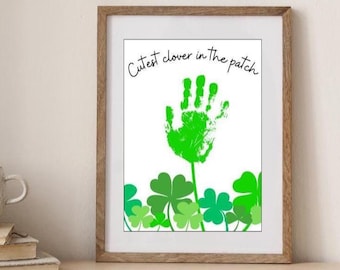 Arte con trébol y huella de mano para el Día de San Patricio / Manualidad infantil (Descarga en PDF)