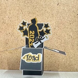 2024, 3-D Custom College or High School Graduation Pop-Up Box Card.