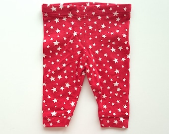 Gender neutral baby pants age 1-2M with stars, jersey baby girl boy clothes, coming home outfit, newborn baby pants boy / girl