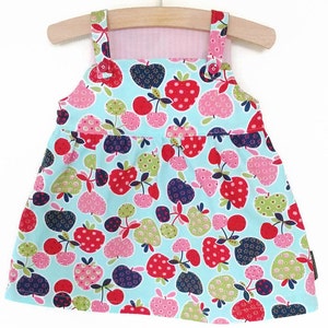 Pinafore baby dress 6-9M aline dress, baby girl summer clothes, fruit apple strawberry clothes, girls dresses, baby tunic fruit, cherry