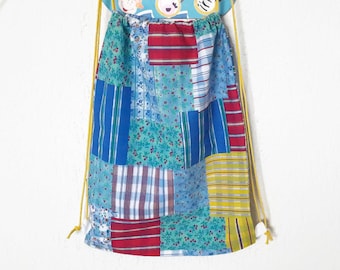 Drawstring bag, colourful gymnastics string bag, school bag kid, cotton shopping bag, grocery picnic bag, multicolored shopper lightweight