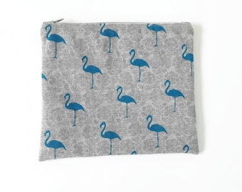 Flamingo pouch for make-up organizer, nappy bag, pencil pouch