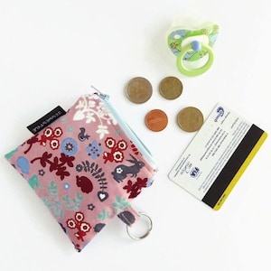 Carteira com flores pequenas, mini bolsa para chaveiro, animais para guardar moedas, porta-moedas, bolsa para troca com zíper, bolsa para chaveiro