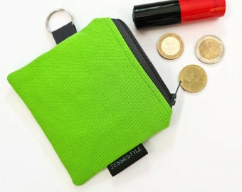 Canvas coin purse, key chain mini wallet, mini zippered clutch