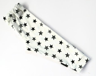 Baby pants 6-9M gender neutral monochrome stars, baby clothes unisex handmade baby gift, monochrome pants jersey clothes