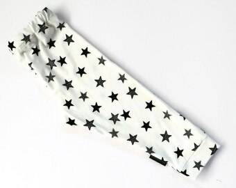 Baby pants 6-9M gender neutral monochrome stars, baby clothes unisex handmade baby gift, jersey pants
