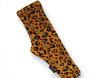 Pants 1M-3Y gender neutral ocher yellow leopard, animal print, adjustable unisex baby toddler clothes, jogging pants boy / girl newborn