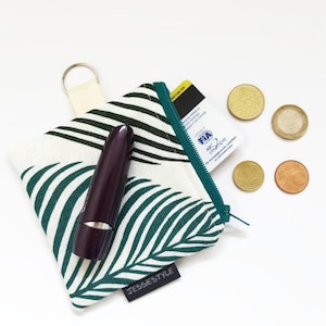 Sleutelhanger etui botanische print, mini portemonnee rits botanisch, muntgeld opberger, cadeau voor liefhebber tuinieren, pasjeshouder
