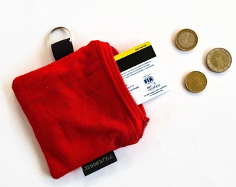 Tiny keychain wallet, small zipper pouch, coin purse