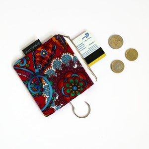 Multicolored corduroy coin purse, small wallet, mini purse key chain, gift for mom aunt, zippered hippie boho wallet, zipper pouch