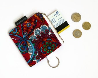 Multicolored corduroy coin purse, small wallet, mini purse key chain, gift for mom aunt, zippered hippie boho wallet, zipper pouch