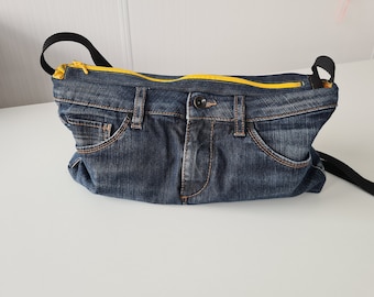 Shoulder bag jeans, recycled jeans, adjustable shoulder strap