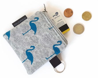 Small flamingo zipper pouch, keychain wallet, coin purse