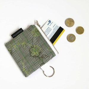 Carteira pequena boho xadrez, mini chaveiro floral com zíper, bolsa de troca, mini armazenamento com zíper, presente para mãe, tia, irmã