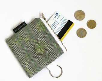 Plaid coin purse, checkered small wallet, mini zipper pouch