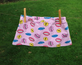 Skirt 4M to 6M baby clothes, kisses lips, cute outfit girl, adjustable jersey baby summer clothes, colorful girl clothes