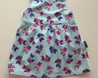 Cotton baby summer dress 12-18M, foxes, sleeveless pinafore aline dress, animal baby girl clothes summer, first birthday girl party dress