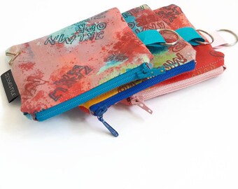 Multicolored small key ring wallet, colorful coin purse