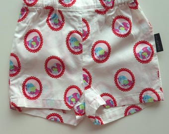 Diaper pants / shorts 6-9 months bloomers baby girl, birds animal clothes, adjustable baby girl summer clothes, cotton shorts