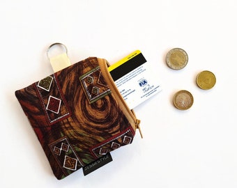 Coin purse African fabric, mini zippered wallet