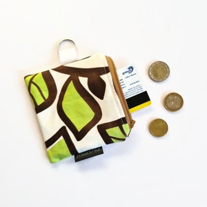 Sleutelhanger etui botanische print, mini portemonnee rits bladeren, muntgeld opberger, cadeau voor liefhebber tuinieren, pasjeshouder