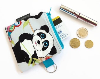 Small zipper pouch panda, keychain wallet coin purse tiny wallet travel pouch small wallet, mini keychain bag, zippered keychain pouch